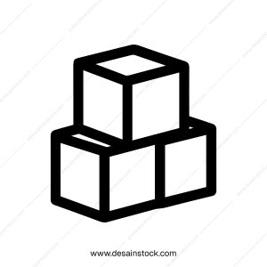 Minimalist Outline Stacked Cube Shape Element Icon for Creative Design Project