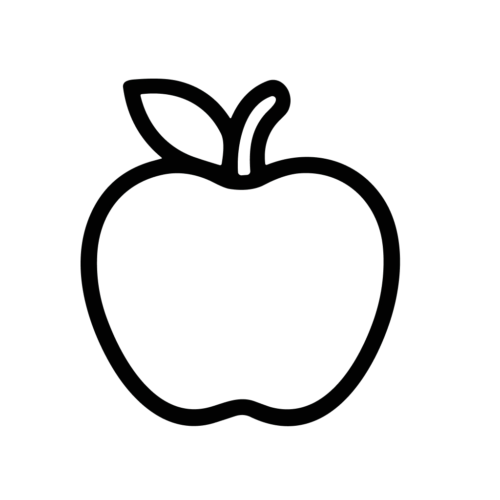 Simple Outline Black Apple Fruit Food Element Icon Illustration