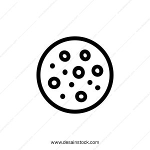 Simple Outline Pepperoni Pizza Circle With Dots Shape Delicious Food Icon