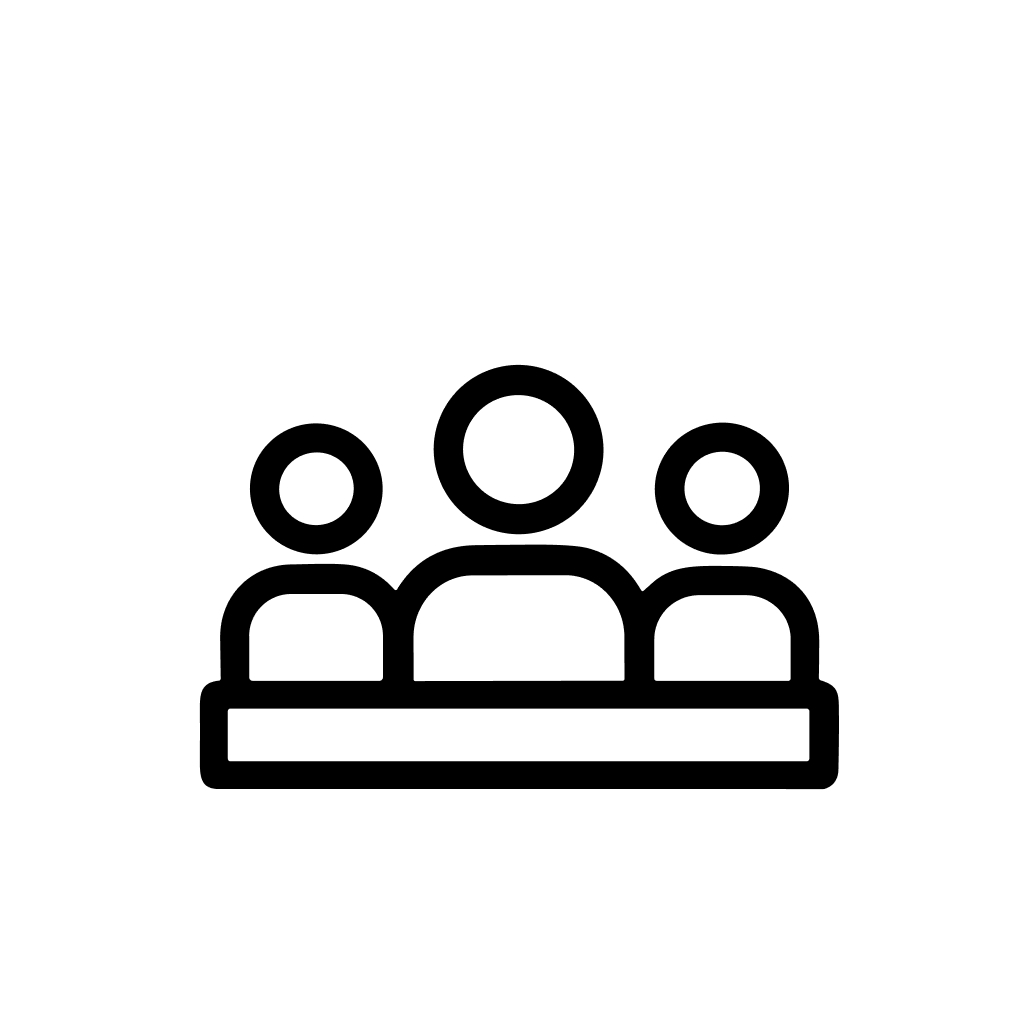 Simple Outline Group People Icon Sitting at Table Illustration