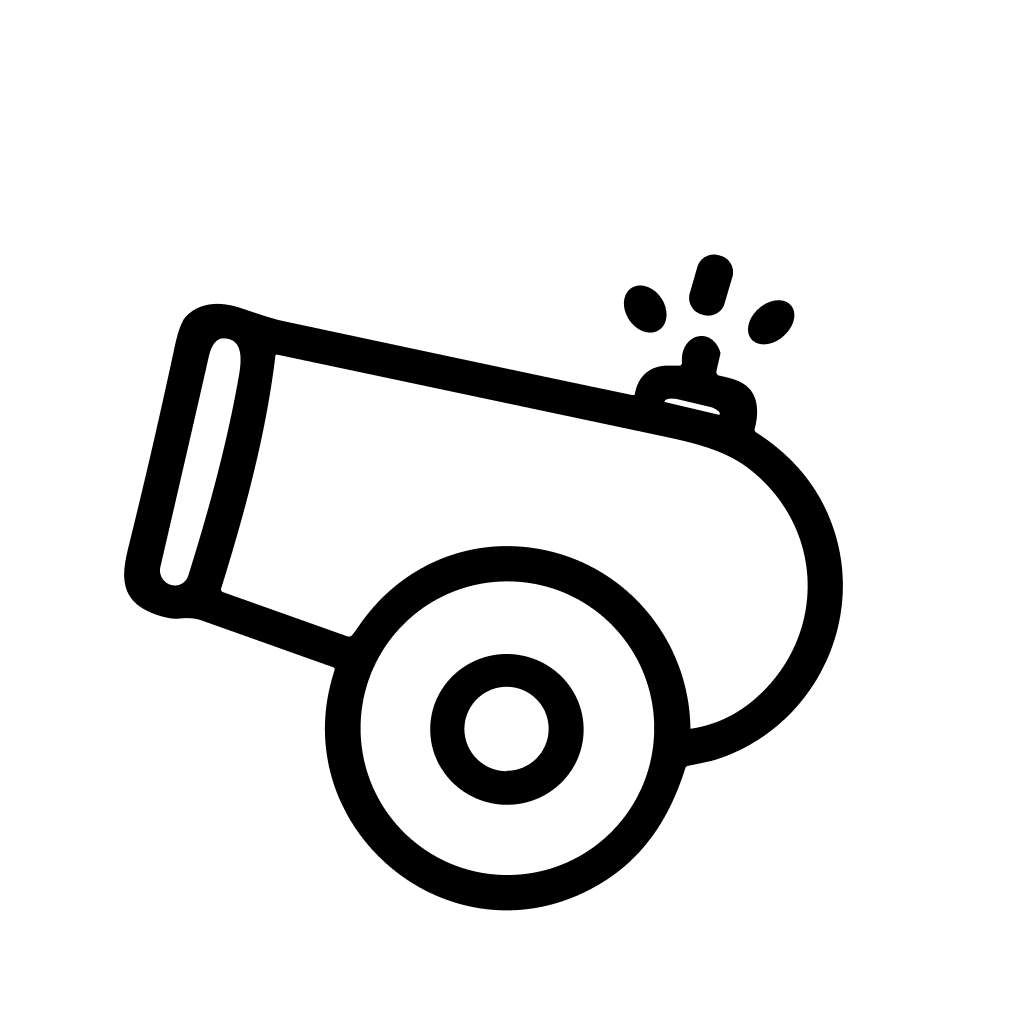 Simple Line Art Cannon Military Weapon Icon in Outline Style