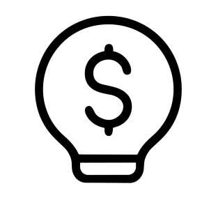 Line Art Simple Bulb with Dollar Sign Finance Business Icon