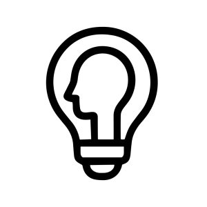 Simple Outline Head in Lightbulb Brainstorming Idea Inspiration Icon