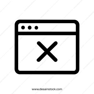 Simple Line Drawing Browser Window with Close Button Icon Element