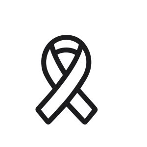 Simple Black Outline Ribbon Sign for Awareness and Support Icon