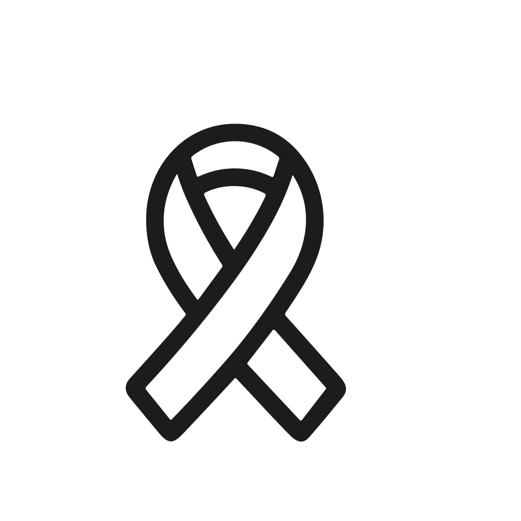 Simple Black Outline Ribbon Sign for Awareness and Support Icon