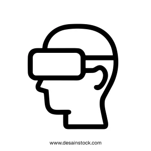 Line Simple Side View Head Wearing VR Glasses Icon Design