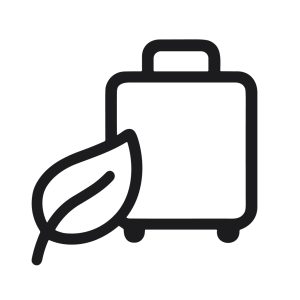 Minimalist Outline Suitcase with Leaf Eco Friendly Travel Icon
