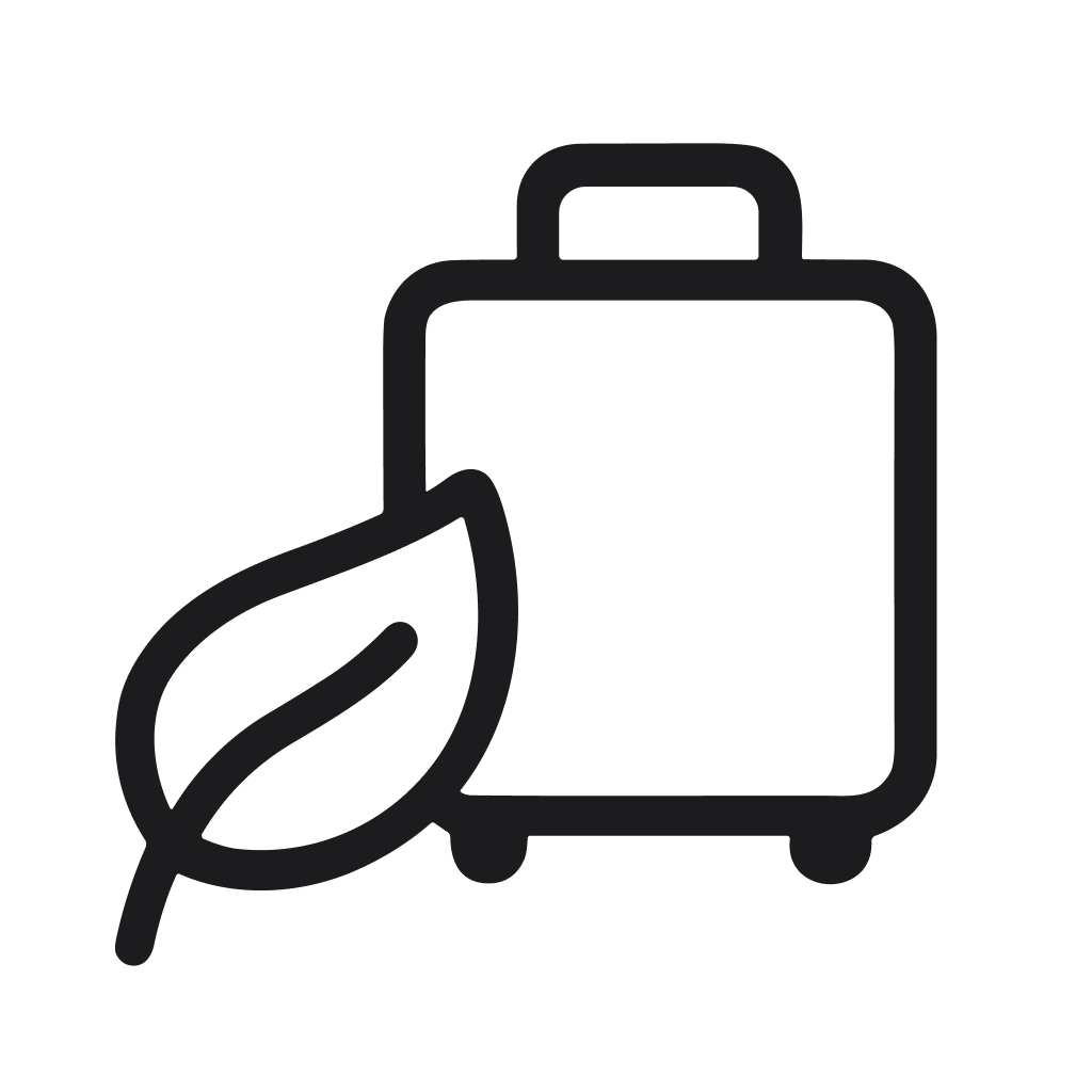 Minimalist Outline Suitcase with Leaf Eco Friendly Travel Icon