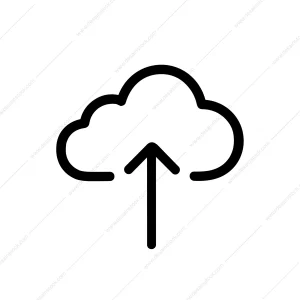 Simple Line Drawing Cloud with Arrow Upward Internet Upload Icon