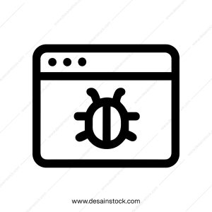 Simple Outline Bug on Browser Screen Symbol Design Icon Illustration