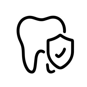 Line Simple Dental Tooth Protection Shield Health Care Icon Design