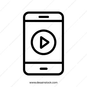 Simple Outline Smartphone Play Button App Screen Interface Icon