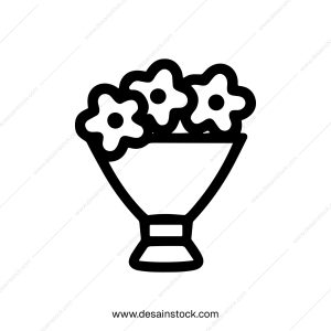 Minimalist Outline Flower Bouquet Elegant Decorative Symbol Element Icon