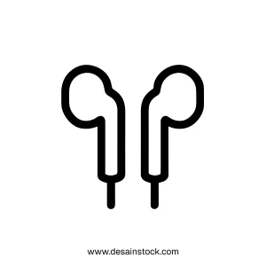 Simple Line Art Earphone Audio Gadget Minimalist Interface Icon Symbol