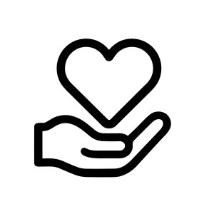 Simple Outline Heart in Hand Caring Gesture Symbol Icon Element