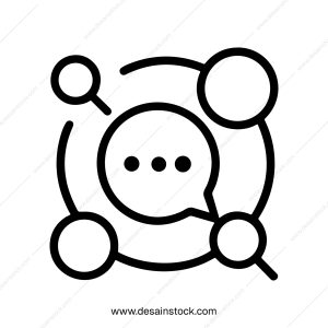 Simple Line Art Speech Bubble with Connection Network Icon