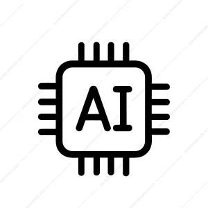 Line Style Modern Artificial Intelligence Chip Circuit Board Icon