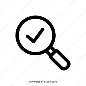 Outline Simple Magnifying Glass with Check Mark Symbol Icon Element