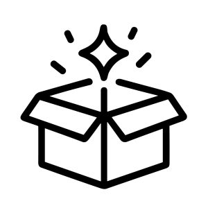Minimalist Line Open Box with Shining Star Icon Graphic Element