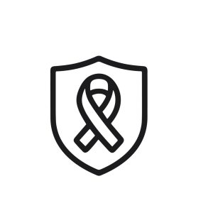 Simple Outline Ribbon on Shield Support Symbol Healthcare Icon