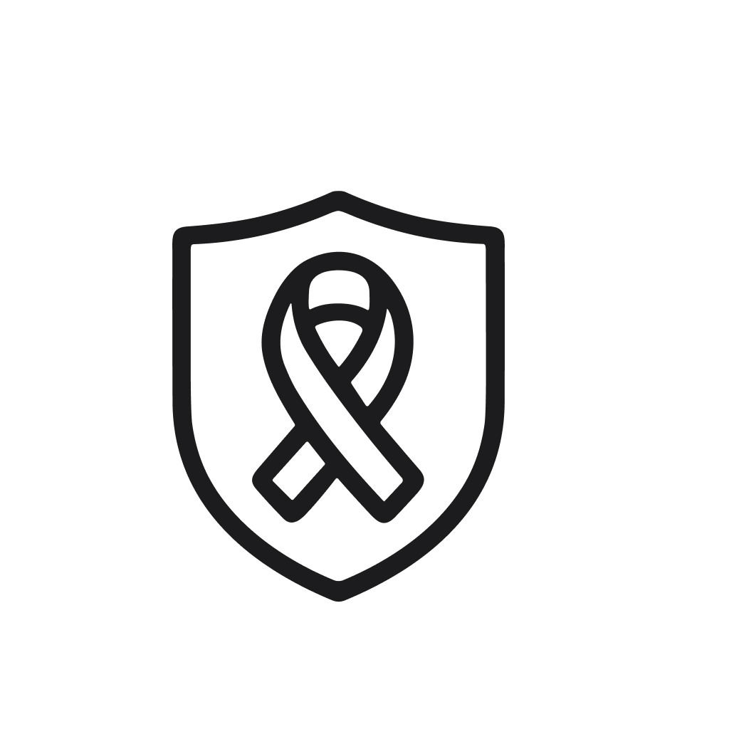 Simple Outline Ribbon on Shield Support Symbol Healthcare Icon