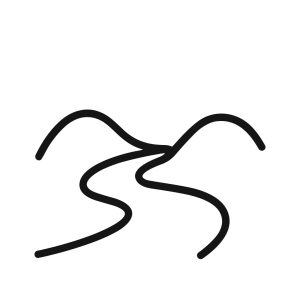 Simple Outline Wavy River Between Hills Landscape Graphic Element