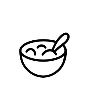 Outline Simple Bowl Food Meal Ingredient with Spoon Line Art