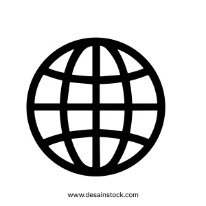 Simple Outline Internet Globe Earth World Connection Communication Icon