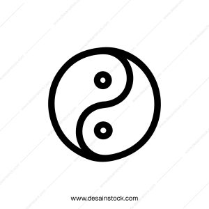 Minimalist Outline Yin Yang Balance Harmony Traditional Chinese Philosophy Symbol