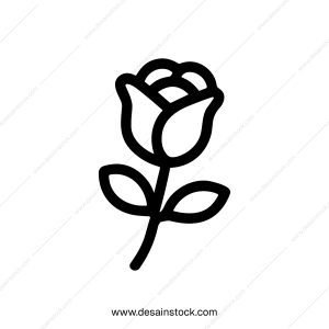 Simple Outline Line Drawing of a Lovely Rose Flower Illustration Icon