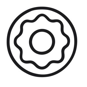 Simple Line Drawing Donut with Glaze Outline Sweet Treat Icon
