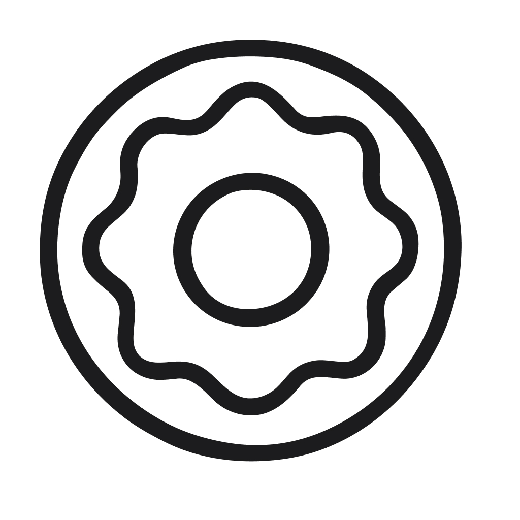 Simple Line Drawing Donut with Glaze Outline Sweet Treat Icon