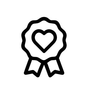 Simple Lineart Heart Rosette Award Badge Ribbon Outline Icon