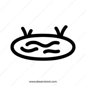 Simple Outline Isolated Pond with Reed Plant Icon Illustration