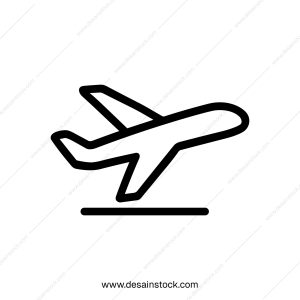 Simple Outline Airplane Taking Off Travel Sign Icon Design