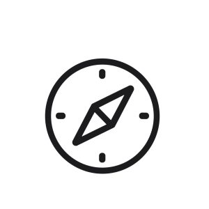 Simple Outline Compass Directional Navigation Instrument Pointing North Icon Illustration