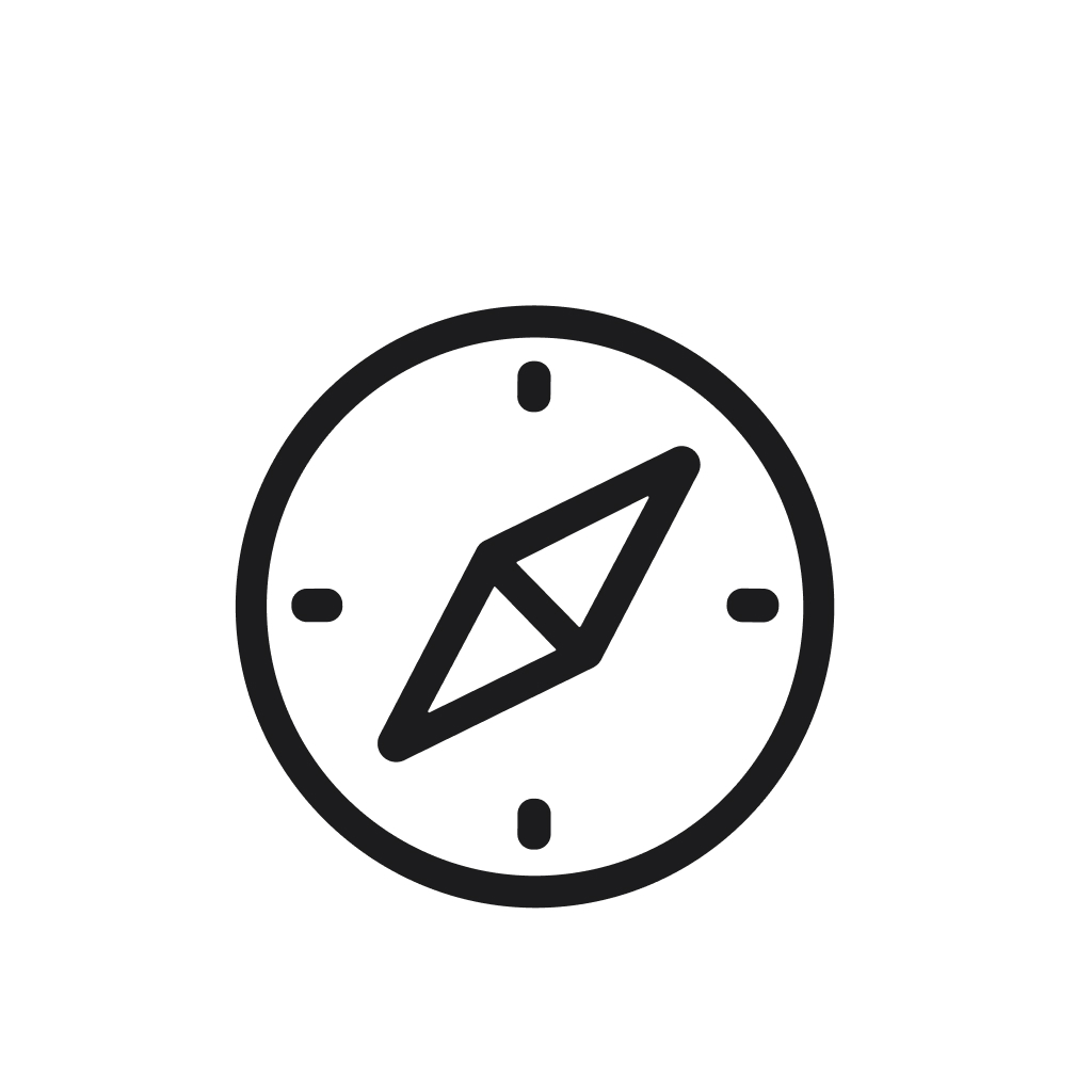 Simple Outline Compass Directional Navigation Instrument Pointing North Icon Illustration