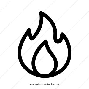 Simple Outline Black Flame Element Flat Design Isolated Icon