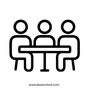 Simple Outline Meeting Table Group Discussion People Line Icon