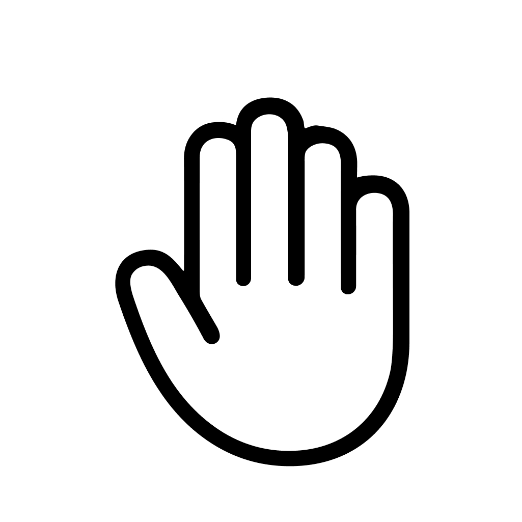 Minimalist Outline Hand Silhouette Open Palm Stop Gesture Icon Sign