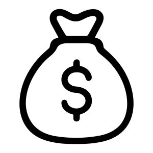 Simple Line Drawing Money Bag Icon Illustration with Dollar Sign