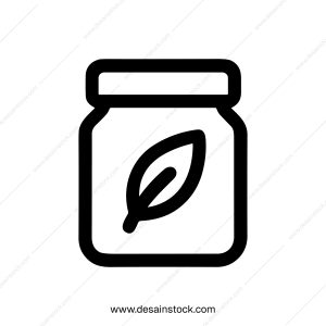 Bold Outline Herbal Jar with Leaf Simple Organic Icon