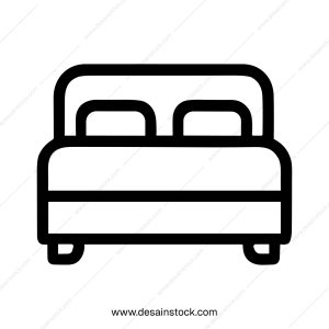 Simple Outline Double Bed Symbol Illustration Furniture and Interior Decoration Icon