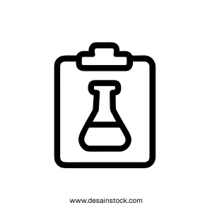 Outline Simple Clipboard Flask Chemical Experiment Tool Science Icon