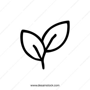 Simple Outline Two Leaves Branch Sprout Organic Natural Element Icon