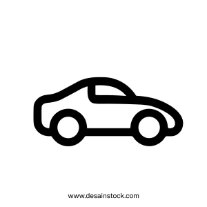 Minimalist Outline Car Automobile Vehicle Transportation Simple Icon Line Art