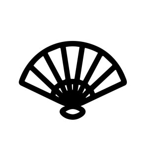 Simple Outline Decorative Folding Fan Icon Asian Style Handheld Accessory