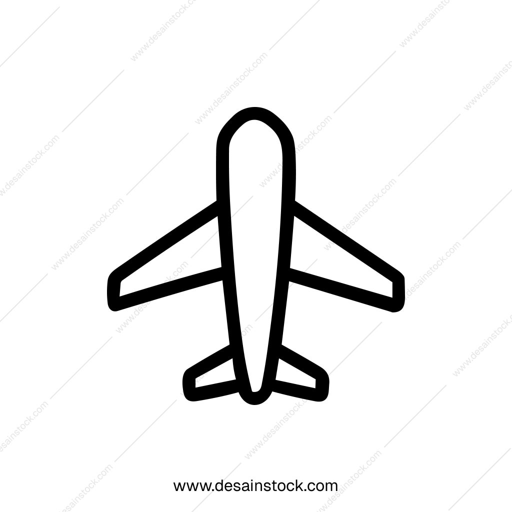 Simple Outline Airplane Aircraft Travel Airline Flight Symbol Icon