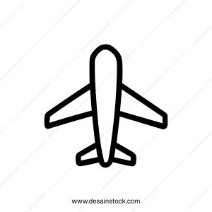 Simple Outline Airplane Aircraft Travel Airline Flight Symbol Icon